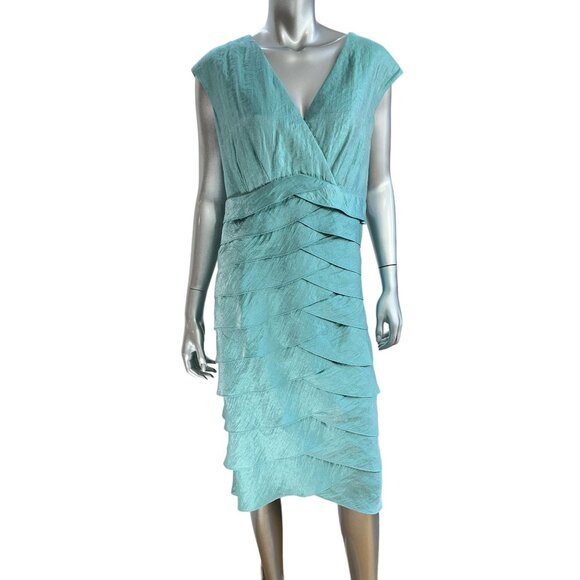 Jessica Howard Turquoise Tiered Layered Sleeveless V-Neck Midi Dress 18W - Picture 11 of 11